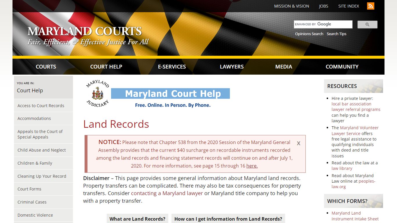 Land Records | Maryland Courts